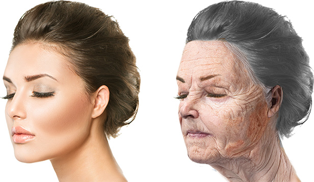 見た目の年齢は、皮膚のたるみとシミの印象が大きく作用します。